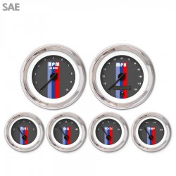 6 Ga. Set - SAE Vintage Autobahn Dark Grey, Black Mod Nedl, Chrom Trm Rngs~ Kit - Part Number: GAR263ZEXRABCC