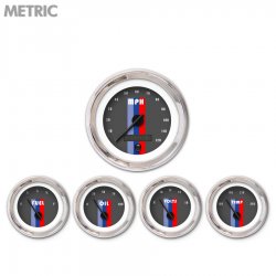 5 Ga. Set - Metric Vintage Autobahn Dk Gry, Black Mod Nedl, Chrom Trm Rngs~ Kit - Part Number: GAR263ZMXQABCC