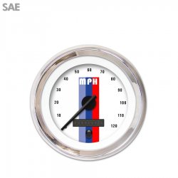 Speedo Ga. - SAE Vintage Autobahn Wht, Black Mod Nedl, Chrom Trm Rngs~Style Kit - Part Number: GAR264ZEXHABCC