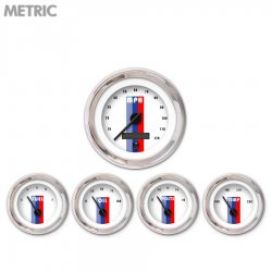 5 Ga. Set - Metric Vintage Autobahn Wht, Black Mod Nedl, Chrom Trm Rngs~ Kit DIY - Part Number: GAR264ZMXQABCC