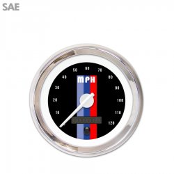 Speedo Ga. - SAE Vintage Autobahn Black, Wht Mod Nedl, Chrom Trm Rngs~Style Kit - Part Number: GAR265ZEXHABCD