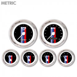 6 Ga. Set w/ebm-Met Vintage Autobahn Black, White Mod Nedl, Chrom Rngs~ Kit DIY - Part Number: GAR265ZMARABCD