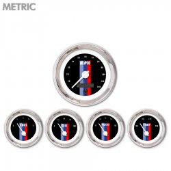 5 Ga. Set - Metric Vintage Autobahn Black, Wht Mod Nedl, Chrom Trm Rngs~ Kit DIY - Part Number: GAR265ZMXQABCD