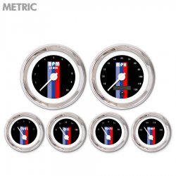 6 Ga. Set - Metric Vintage Autobahn Black, Wht Mod Nedl, Chrom Trm Rngs~ Kit DIY - Part Number: GAR265ZMXRABCD