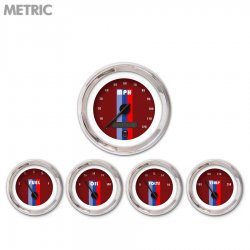 5 Ga. Set - Metric Vintage Autobahn Rd, Black Mod Nedl, Chrom Trm Rngs~ Kit DIY - Part Number: GAR267ZMXQABCC