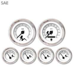 6 Ga. Set SAE Mudflap Black Txt, White, Black Mod Nedl, Chrom Rings~Style Kit - Part Number: GAR269ZEXRABCC