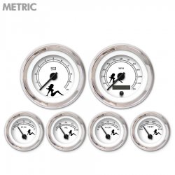 6 Ga. Set Metric Mudflap Black Txt, White, Black Mod Nedl, Chrom Rngs~ Kit DIY - Part Number: GAR269ZMXRABCC