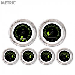 6 Ga. Set w/ebm-Metric Mudflap Gn Txt, Black, Black Mod Nedl, Chrom Rngs~ Kit - Part Number: GAR271ZMARABCC