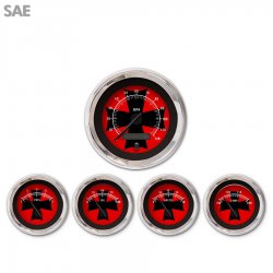 5 Ga. Set - SAE Iron Cross Rd, Black Mod Nedl, Chrome Trm Rings Style Kit DIY - Part Number: GAR275ZEXQABCC
