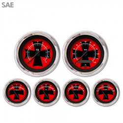 6 Ga. Set - SAE Iron Cross Rd, Black Mod Nedl, Chrome Trm Rings Style Kit DIY - Part Number: GAR275ZEXRABCC