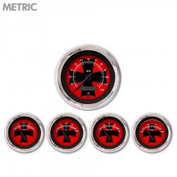 5 Ga. Set Metric Iron Cross Rd, Black Mod Nedl, Chrome Trm Rings~Style Kit DIY - Part Number: GAR275ZMXQABCC