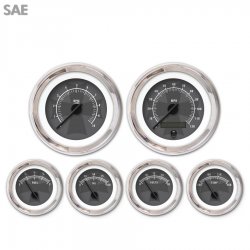 6 Ga. Set - SAE Iron Cross Grey, Black Mod Nedl, Chrome Trm Rings Style Kit DIY - Part Number: GAR276ZEXRABCC