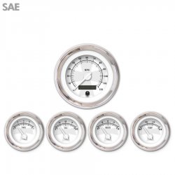 5 Ga. Set - SAE Iron Cross Wht, Wht Mod Nedl, Chrome Trm Rings Style Kit DIY - Part Number: GAR280ZEXQABCD