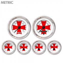 6 Ga. Set w/ebm-Met Iron Cross Wht Rd Cross, Black Mod Nedl, Chrom Trm Rngs~Kit - Part Number: GAR281ZMARABCC