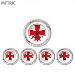 5 Ga. Set - Metric Iron Cross Wht Rd Cross, Black Mod Nedl, Chrom Trm Rngs~ Kit - Part Number: GAR281ZMXQABCC