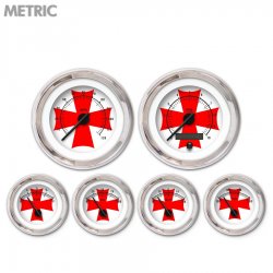 6 Ga. Set - Metric Iron Cross Wht Rd Cross, Black Mod Nedl, Chrom Trm Rngs~ Kit - Part Number: GAR281ZMXRABCC