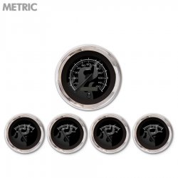 5 Ga. Set Metric Ghost Flame Black, Black Mod Nedl, Chrom Rings~Style Kit DIY - Part Number: GAR282ZMXQABCC