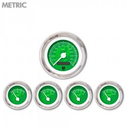 5 Ga. Set - Metric Ghost Flame Gn, Wht Mod Nedl, Chrome Trm Rings~Style Kit DIY - Part Number: GAR284ZMXQABCD