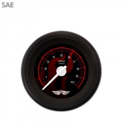 Tach w/emblem-Ghost Flame Black Rd Flame, White Mod Nedl, Black Rngs~ Kit DIY - Part Number: GAR286ZEAIACCD