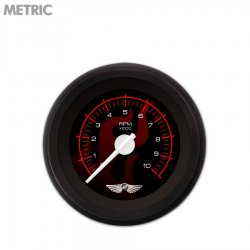Tach w/emblem-Ghost Flame Black Rd Flame, White Mod Nedl, Black Rngs~ Kit DIY - Part Number: GAR286ZMAIACCD