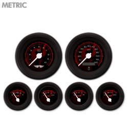 Gauge Set w/ebm-Met Ghost Flame Black Red Flame White Mod Needle Black Trim Ring - Part Number: GAR286ZMARACCD
