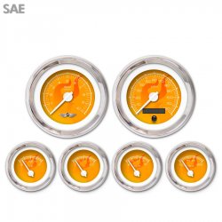 6 Ga. Set w/ emblem - SAE Ghost Flame Or, Wht Mod Nedl, Chrom Trm Rngs~ Kit DIY - Part Number: GAR287ZEARABCD