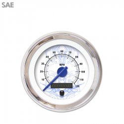 Speedo Ga. - SAE Tribal Wht, Black Mod Needles, Chrome Trim Rings Style Kit DIY - Part Number: GAR289ZEXHABCF