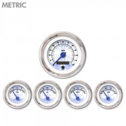 5 Ga. Set - Metric Tribal White, Black Mod Nedl, Chrome Trm Rings Style Kit DIY - Part Number: GAR289ZMXQABCF