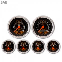 6 Ga. Set - SAE Tribal Black Or Accents, Or Mod Nedl, Chrom Trm Rings~Style Kit - Part Number: GAR293ZEXRABCH