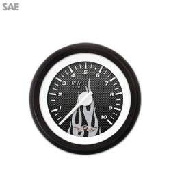 Tach Ga. w/ emblem - CF Grey Flame, Wht Mod Nedl, Black Trm Rings Style Kit DIY - Part Number: GAR294ZEAIACCD