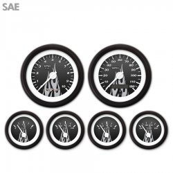 6 Ga. Set w/ emblem SAE CF Grey Flame, White Mod Nedl, Black Trm Rngs~ Kit DIY - Part Number: GAR294ZEARACCD