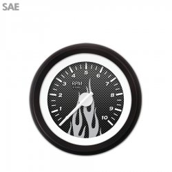 Tach Ga. - CF Grey Flame, White Mod Needles, Black Trim Rings Style Kit DIY - Part Number: GAR294ZEXIACCD
