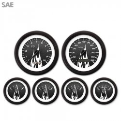 6 Ga. Set w/ emblem SAE CF White Flame, Black Mod Nedl, Black Trm Rngs~ Kit DIY - Part Number: GAR295ZEARACCC