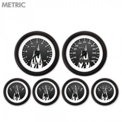 6 Ga. Set w/ emblem Metric CF White Flame, Black Mod Nedl, Black Rngs~ Kit DIY - Part Number: GAR295ZMARACCC