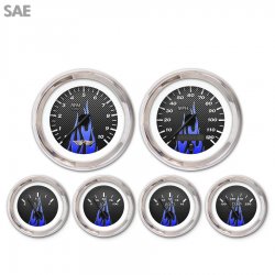 6 Ga. Set w/ emblem SAE CF Black Flame, Black Mod Nedl, Chrom Trm Rngs~ Kit DIY - Part Number: GAR297ZEARABCC