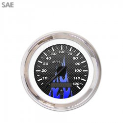 Speedo Ga. - SAE CF Black Flame, Black Mod Nedl, Chrome Trm Rings Style Kit DIY - Part Number: GAR297ZEXHABCC