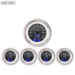 5 Ga. Set Metric CF Black Flame, Black Mod Nedl, Chrome Trm Rings Style Kit DIY - Part Number: GAR297ZMXQABCC