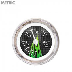 Turbo Ga. - Metric CF Gn Flame, Wht Mod Nedl, Chrome Trm Rings Style Kit DIY - Part Number: GAR298ZMXMABCD