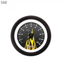 Tach Ga. w/ emblem CF Yellow Flame, Black Mod Nedl, Black Rings~Style Kit DIY - Part Number: GAR299ZEAIACCC