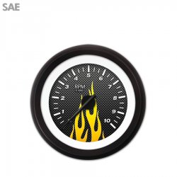 Tach Ga. - CF Yellow Flame, Black Mod Needles, Black Trim Rings Style Kit DIY - Part Number: GAR299ZEXIACCC