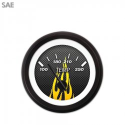 Water Temp Ga. SAE CF Yellow Flame, Black Mod Nedl, Black Rings~Style Kit DIY - Part Number: GAR299ZEXLACCC