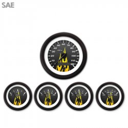 5 Ga. Set SAE CF Yellow Flame, Black Mod Needles, Black Trm Rings Style Kit DIY - Part Number: GAR299ZEXQACCC
