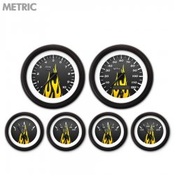 6 Ga. Set Metric CF Yellow Flame, Black Mod Nedl, Black Trm Rings Style Kit DIY - Part Number: GAR299ZMXRACCC