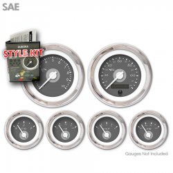 Style Kit - SAE DECO XT Grey , White Vintage Needles, Chrome Trim Rings - Part Number: GARA13ZEXPABAD