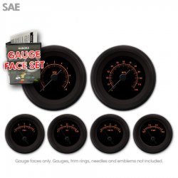Gauge Face Set - SAE Muscle Red Text, Black - Part Number: GARFE107