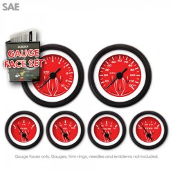 Gauge Face Set - SAE Pinstripe Red - Part Number: GARFE23