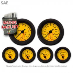 Gauge Face Set - SAE Pinstripe Yellow - Part Number: GARFE25