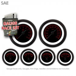 Gauge Face Set - SAE Competition Red Text, Black - Part Number: GARFE30