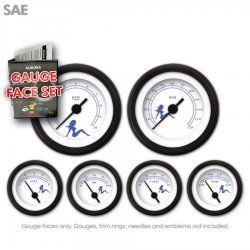 Gauge Face Set - SAE Mudflap Blue Text, White - Part Number: GARFE70