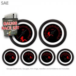 Gauge Face Set - SAE Mudflap Red Text, Black - Part Number: GARFE73